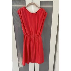 Coral Cinched Waist Dress